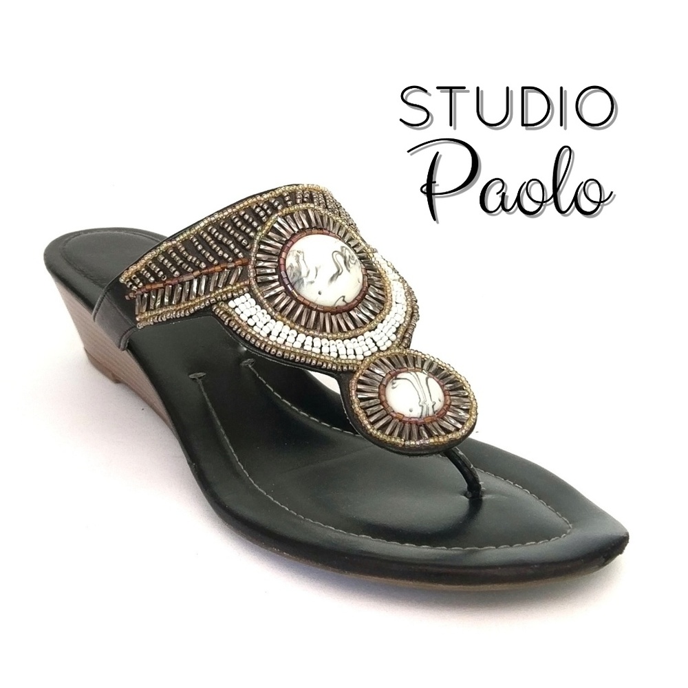 Stone & Bead Embellished Sandals GUC